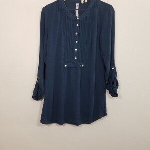 Free People Long Sleeve Top Blouse Blue Size M